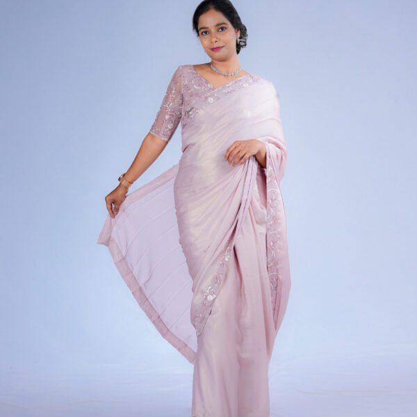 Onion Pink Shimmery saree