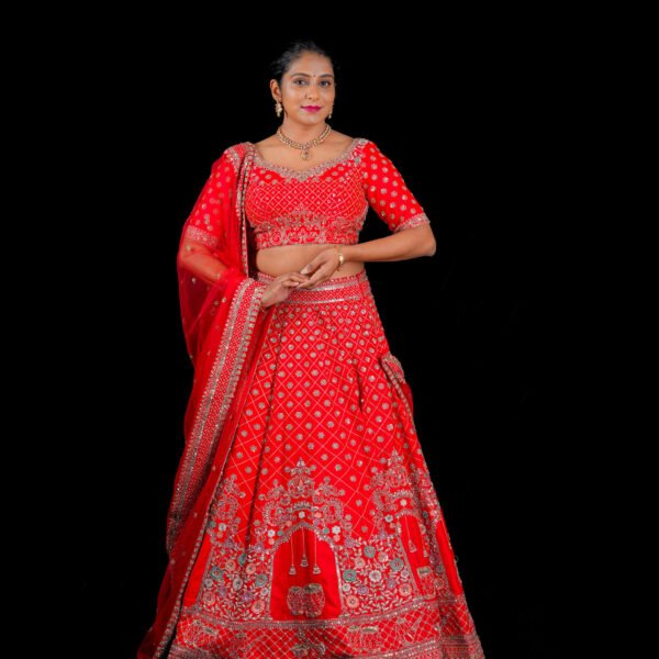 Red Raw silk Bridal lehenga