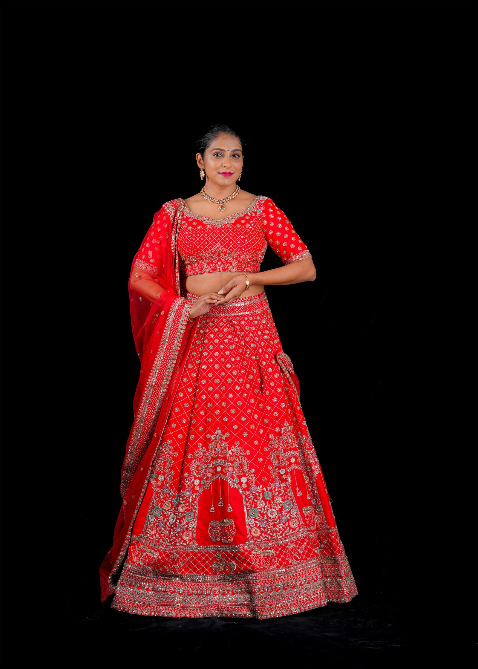 Red Raw silk Bridal lehenga