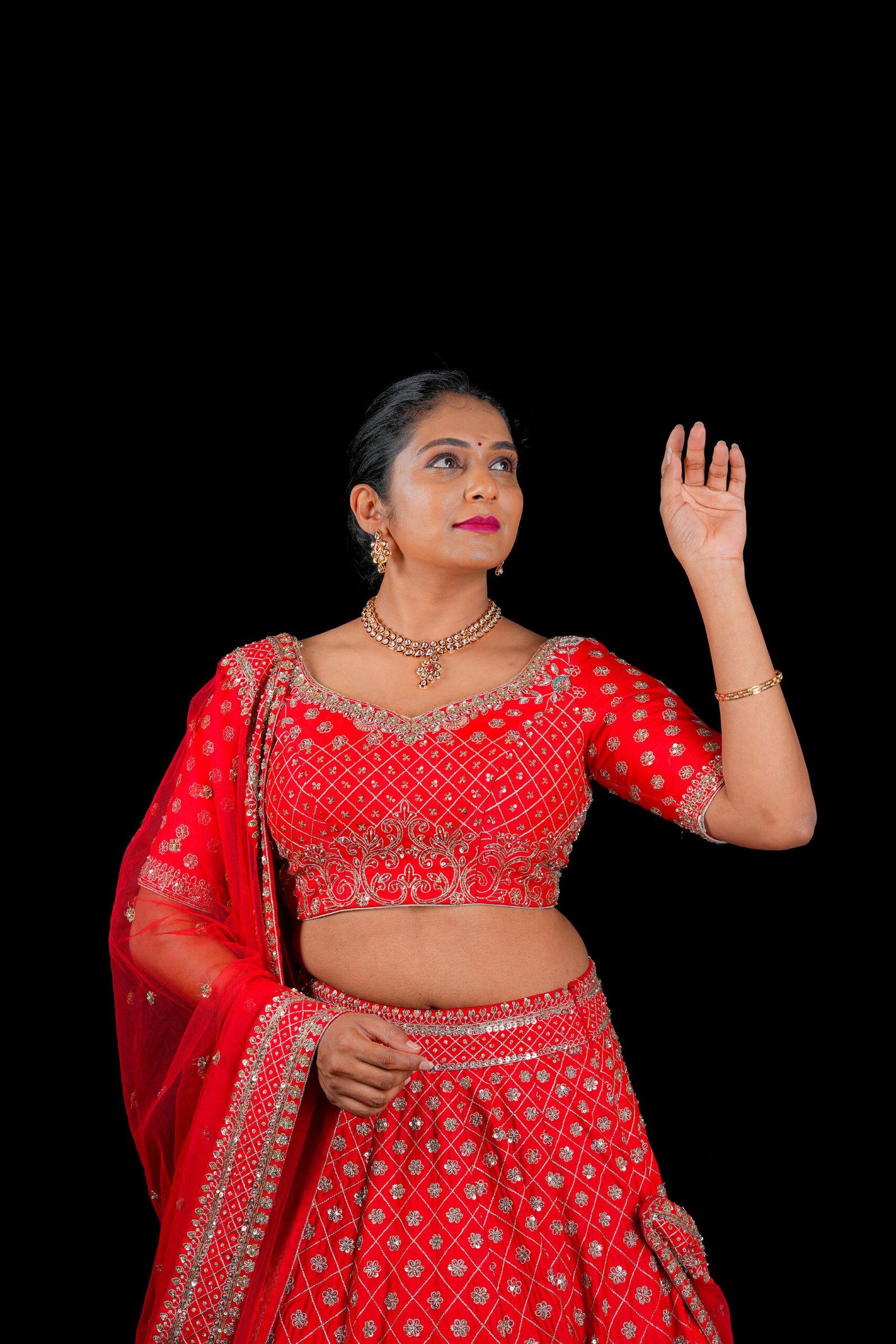 Red Raw silk Bridal lehenga - Image 4