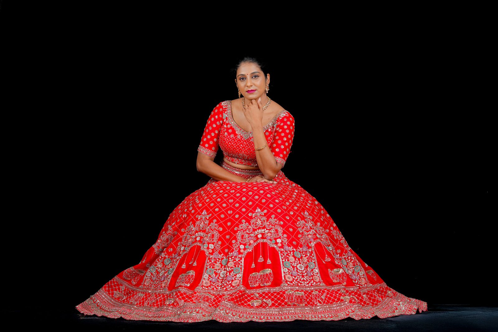 Red Raw silk Bridal lehenga - Image 6