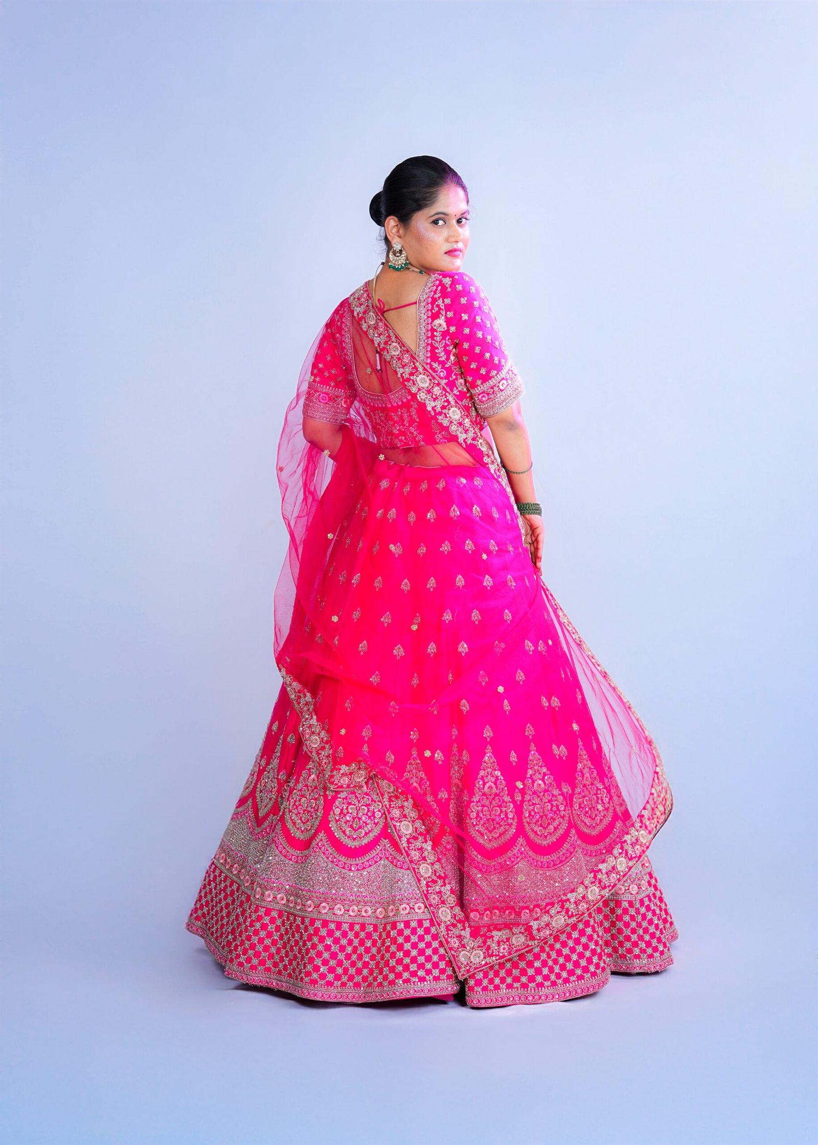 Rani pink Raw Silk Bridal lehenga - Image 3