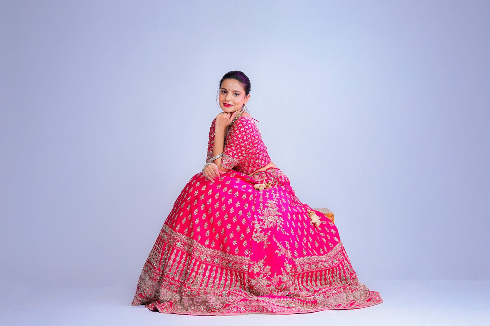 Rani pink Raw Silk Bridal lehenga
