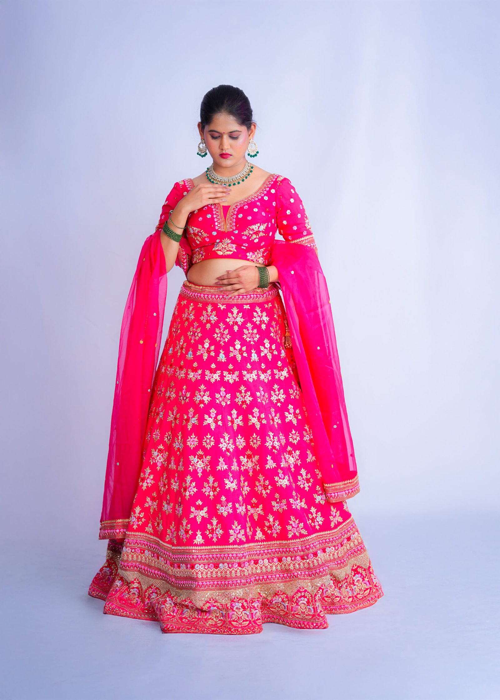 Red color Raw Silk Bridal lehenga - Image 2