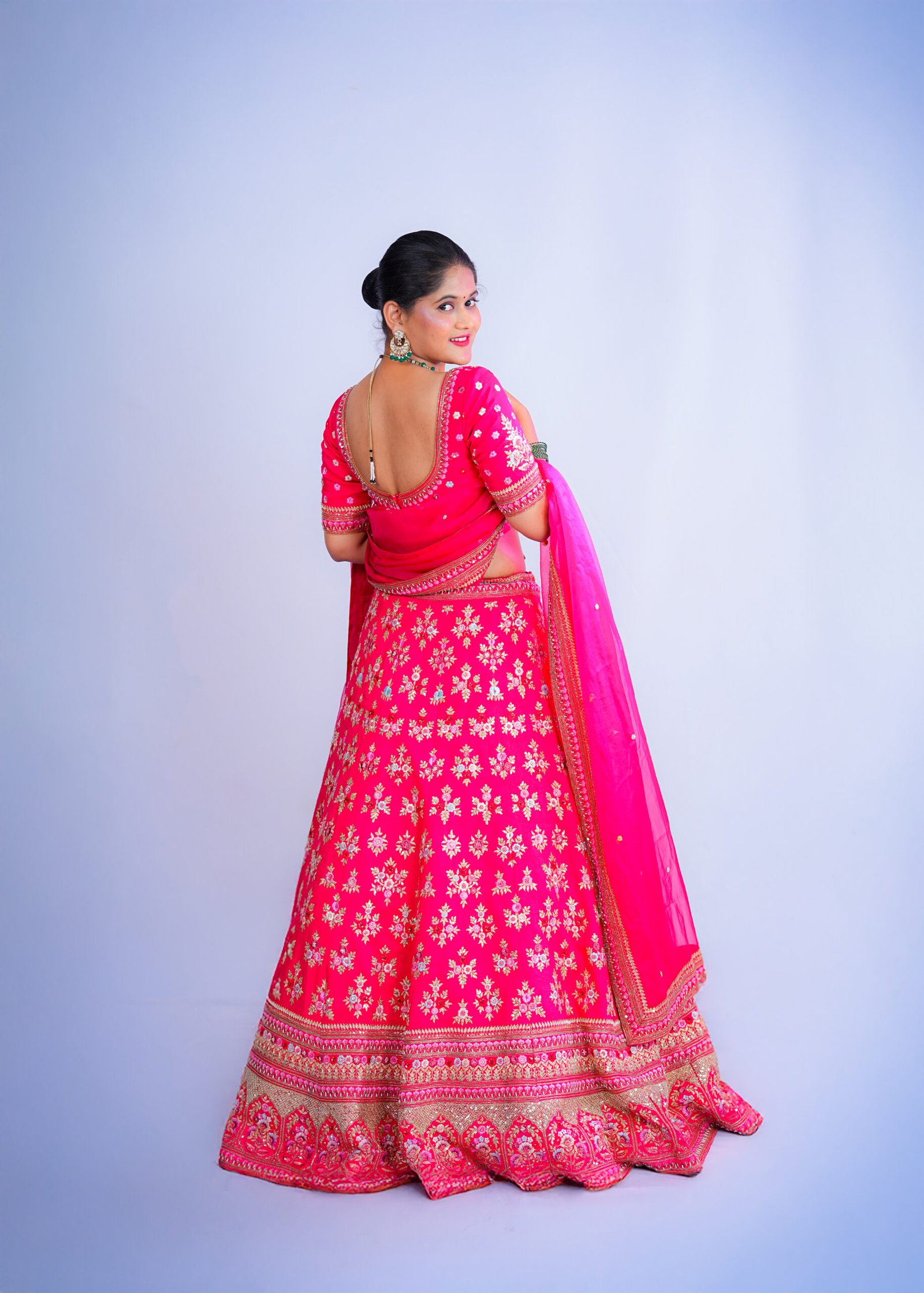 Red color Raw Silk Bridal lehenga - Image 3