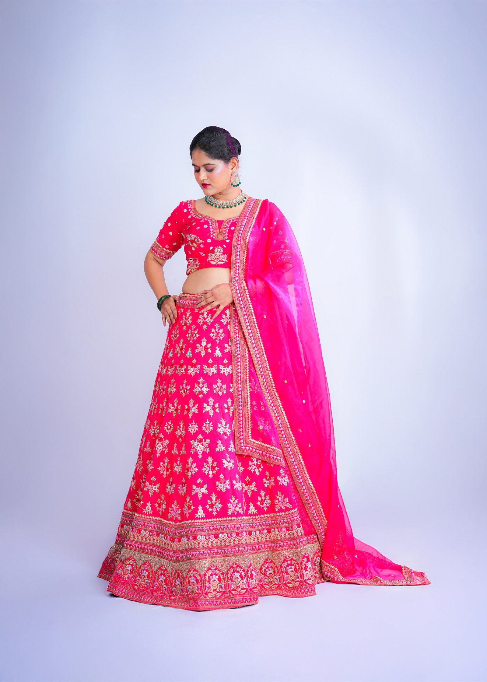 Red color Raw Silk Bridal lehenga - Image 4