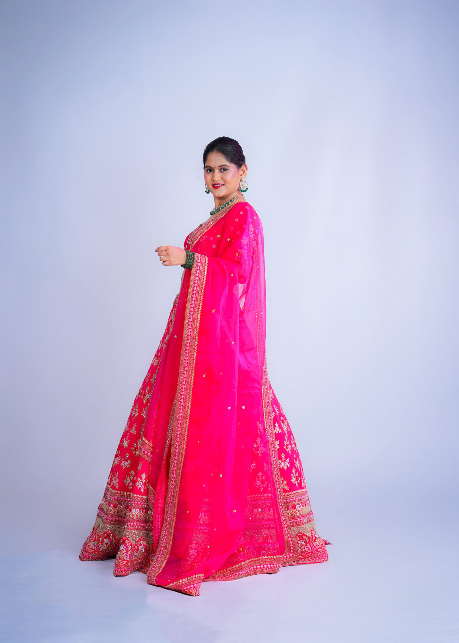Red color Raw Silk Bridal lehenga - Image 5