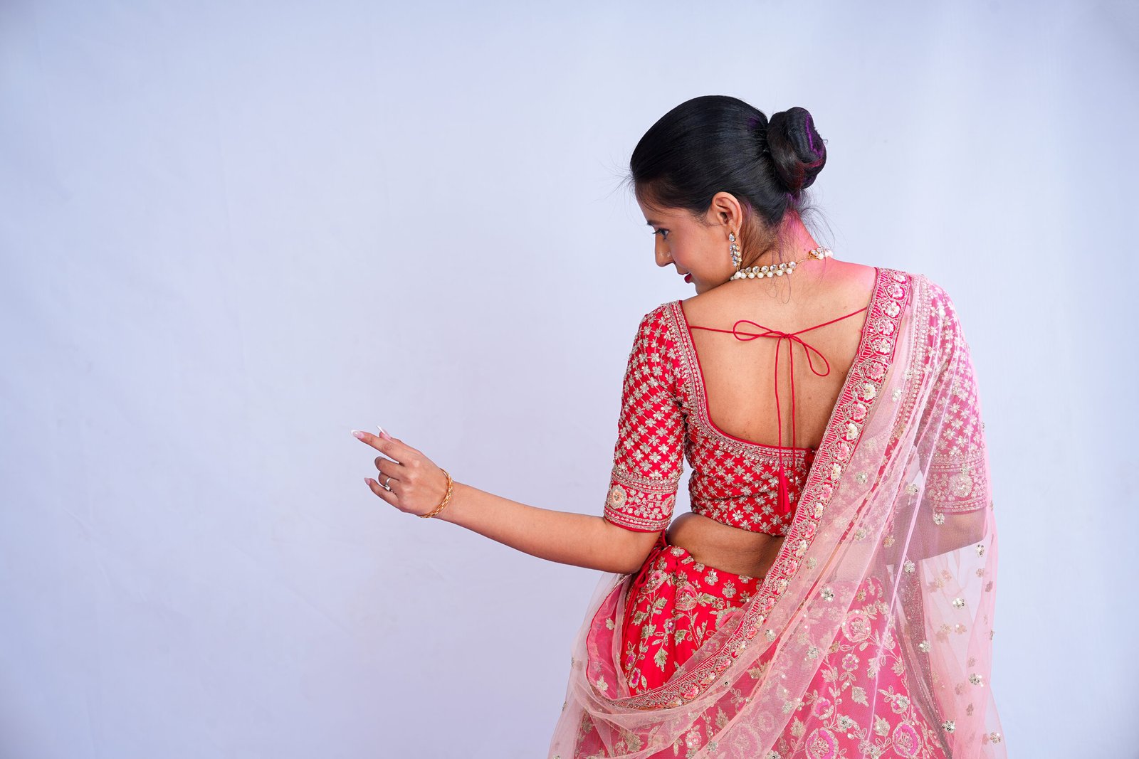 Red color Raw Silk Bridal lehenga - Image 2